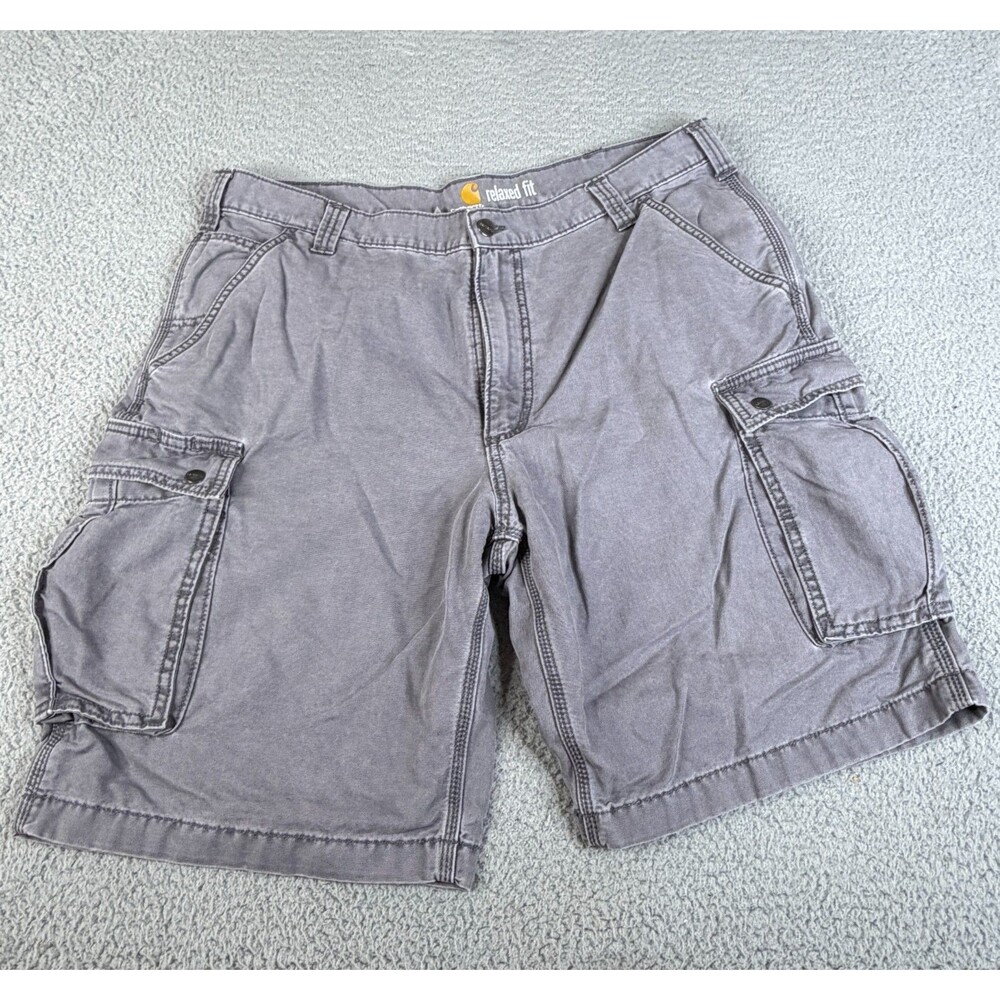 CARHARTT Cargo Shorts Men 40 Gray Relaxed Fit Canvas Streetwear 10" Inseam Faded